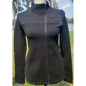 The Base Womens Small Black Full Zip Moto Jacket Asymmetric Athletic Athleisure